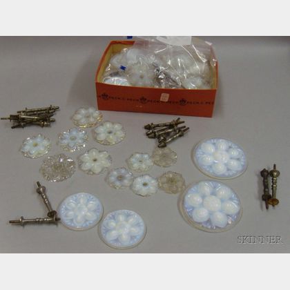 Collection of Sandwich Opalescent Pressed Glass Curtain Tiebacks