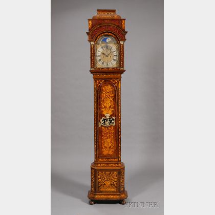 Walnut Veneered Marquetry Longcase Clock by William Jourdain