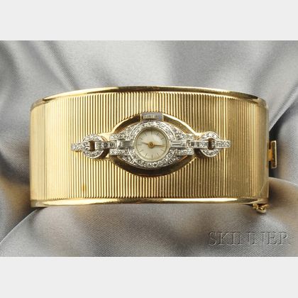 Platinum, 14kt Gold, and Diamond Bracelet Watch