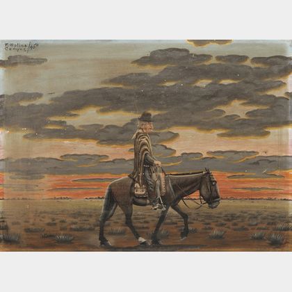 Florencio Molina Campos (Argentine, 1891-1959) View of a Man on Horseback