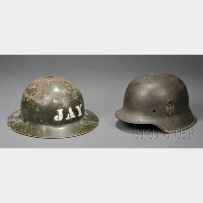 Two Metal Military Helmets