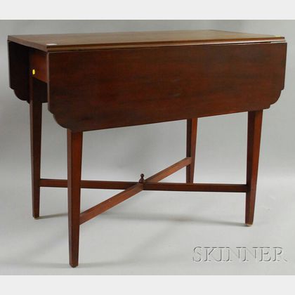 Federal Cherry Drop-leaf Pembroke Table with Crossed-stretcher Base. 