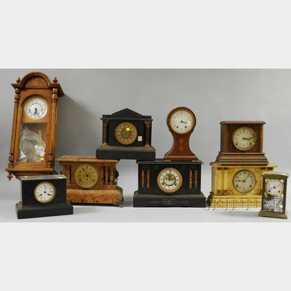 Eight Mantel Clocks and a Wall Clock