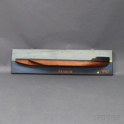 Painted Pine Mounted Half-hull Ship Model of the Fearon