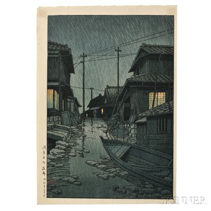 Kawase Hasui (1883-1957),Night Rain at Kawarako