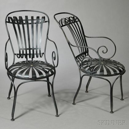 Pair of Iron and Steel Chairs