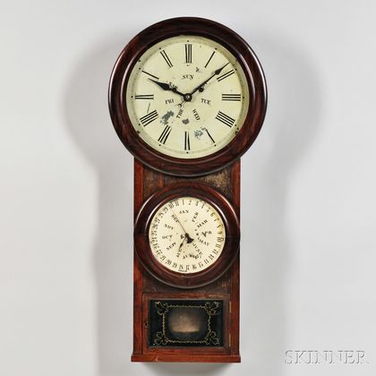 B.B. Lewis No. 3 Rosewood Perpetual Calendar Clock