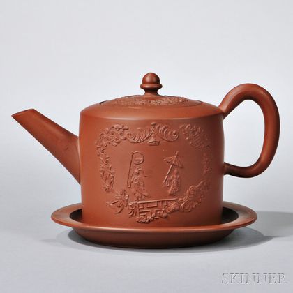 Staffordshire Redware Teapot with Cover and Stand