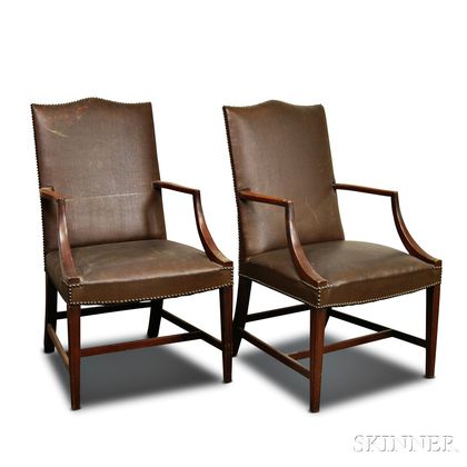 Pair of Federal-style Mahogany Lolling Chairs