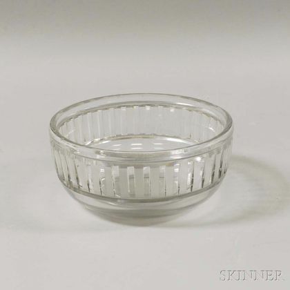 Cut and Etched Colorless Glass Bowl