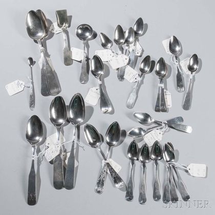 Thirty-four North Shore, Massachusetts, Coin Silver Spoons