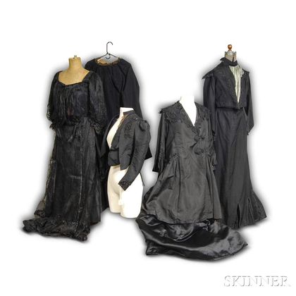Group of Victorian Black Mourning Clothing