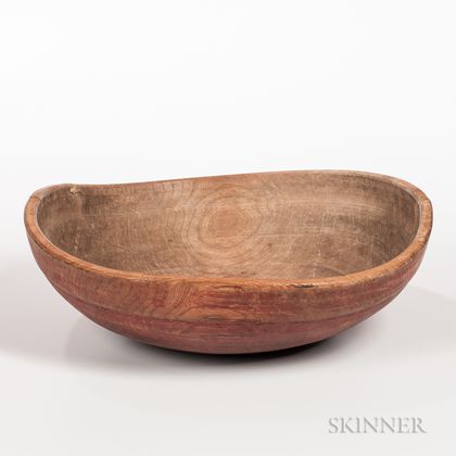 Large Turned and Red-painted Bowl