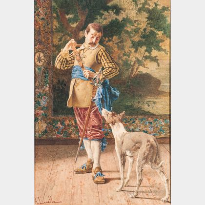 Antonio Canella (Italian, 1849-1922) Cavalier with His Dog