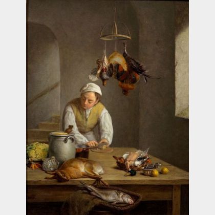 Continental School, 17th/18th Century Style At Work in the Kitchen