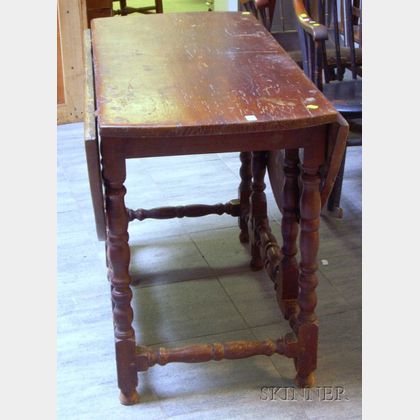 Painted William & Mary Style Drop-leaf Gate-leg Table. 