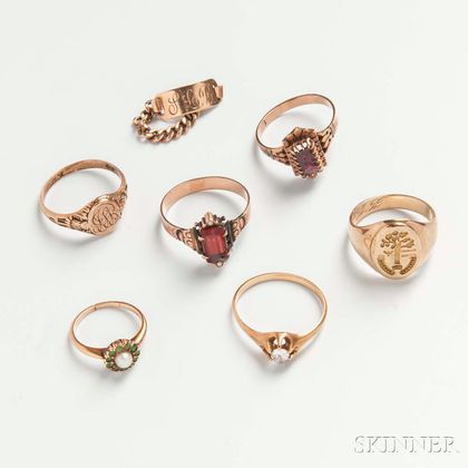 Seven Antique Gold Rings
