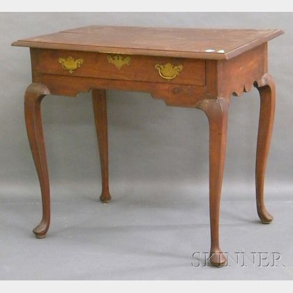 Queen Anne-style Walnut Table with Drawer