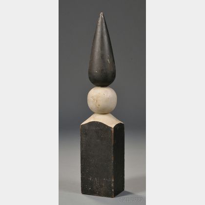 Black- and White-painted Wood Finial