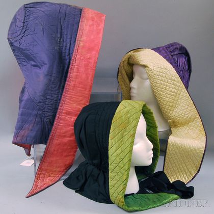 Three Quilted Silk Hoods