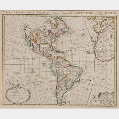 North and South America. Guillaume de L'isle (1675-1726) Carte D'Amerique
