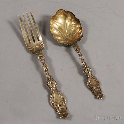 Two Whiting "Lily" Sterling Silver Flatware Serving Items