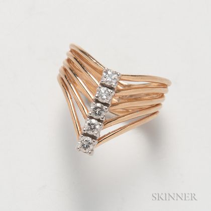 14kt Gold and Diamond Stacked Ring