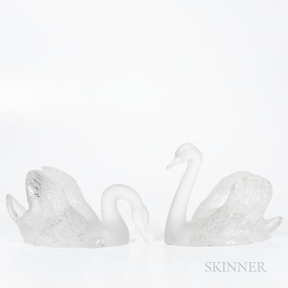 Pair of Lalique Swans