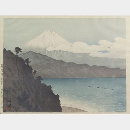 Hasui: Sata Pass in the Hakone Mountains with Mt. Fuji in Distance