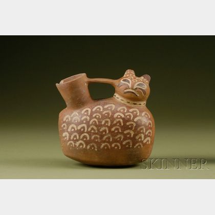Pre-Columbian Painted Feline Vessel