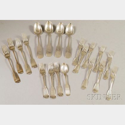 Group of Approximately Twenty Coin Silver Spoons and Forks