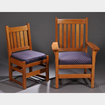 Arts & Crafts Armchair and Side Chair