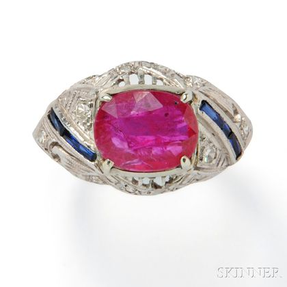Art Deco Platinum and Ruby Ring