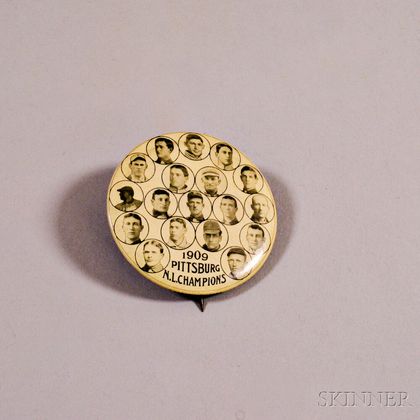 1909 Pittsburg Pirates National League Championship Button Featuring Honus Wagner