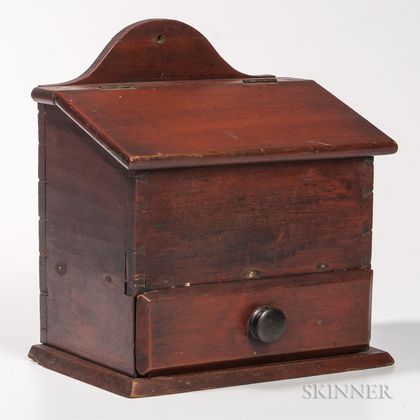 Red-painted Poplar Wall Box with Drawer