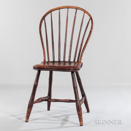 Red-painted Bow-back Windsor Side Chair