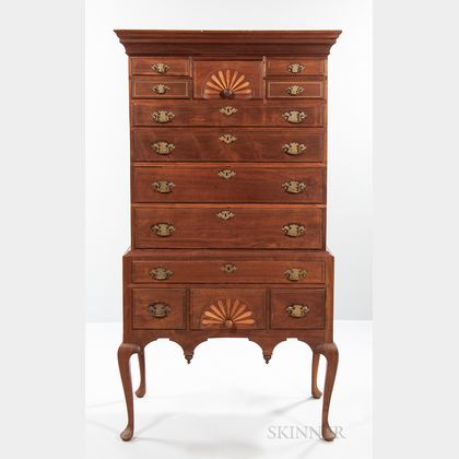 Queen Anne Walnut Inlaid High Chest of Drawers