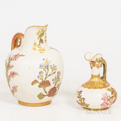 Two Royal Worcester Porcelain Pitchers