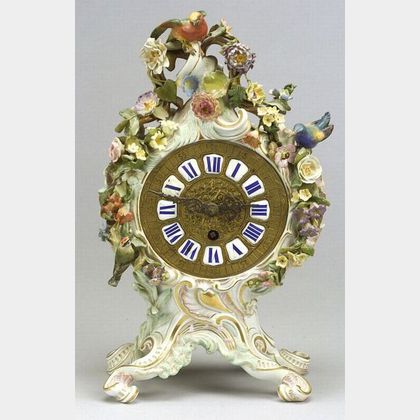Meissen Porcelain Rococo-style Mantel Timepiece