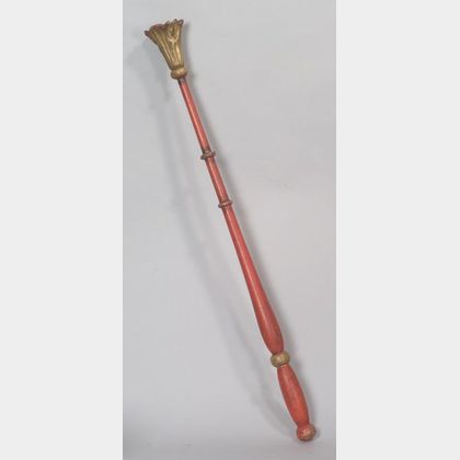 Independent Order of Odd Fellows Carved and Painted Wooden Ceremonial Scepter