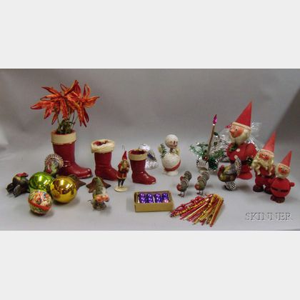 Collection of Mostly German and Vintage Christmas and Holiday Decorations
