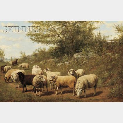 Arthur Fitzwilliam Tait (Anglo/American, 1819-1905) Sheep in a Pasture