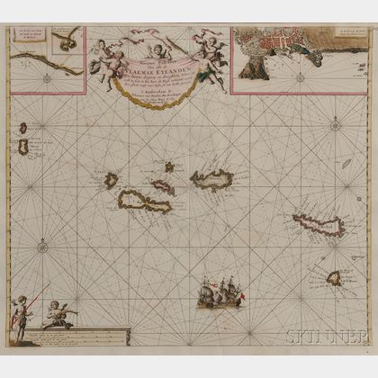 Azores. Johannes van Keulen (1654-1715) Niewe Pascaert van alle de Vlaemse Eylande
