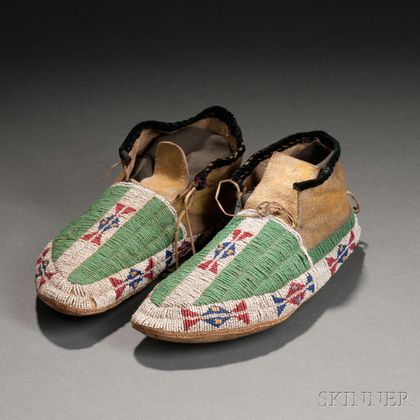 Sold at auction Pair of Lakota Beaded Hide Moccasins Auction Number ...