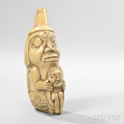 Northwest Coast Carved Whale Tooth Amulet