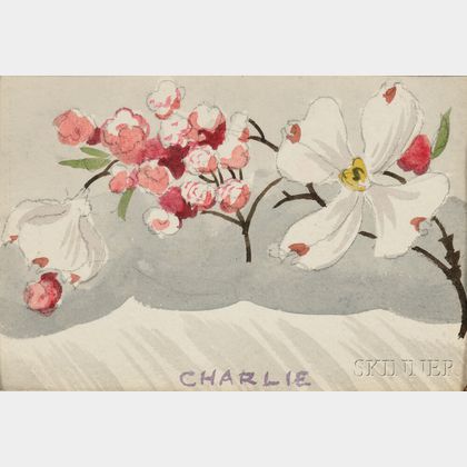 Charles Ephraim Burchfield (American, 1893-1967) Three Watercolors on Paper: Apple Blossoms , Abstract Composition