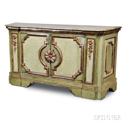 Louis Philippe-style Green-painted Credenza