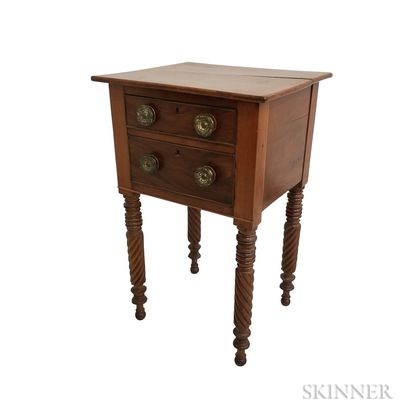 Classical Mahogany and Cherry Two-drawer Worktable