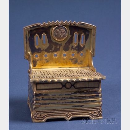 Russian Gold-washed Silver and Niello Accented Chair-form Salt Cellar