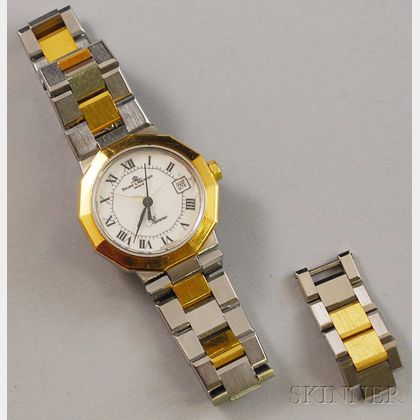 Two-tone 18kt Gold and Stainless Steel Baume & Mercier "Riviera" Lady's Wristwatch